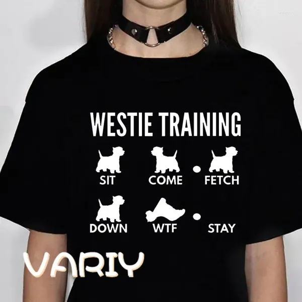 T-shirt da donna Westie West Highland White Terrier T-shirt con stampa Donna Estate allentata a maniche corte Animal Oversize Top Tee Coppia