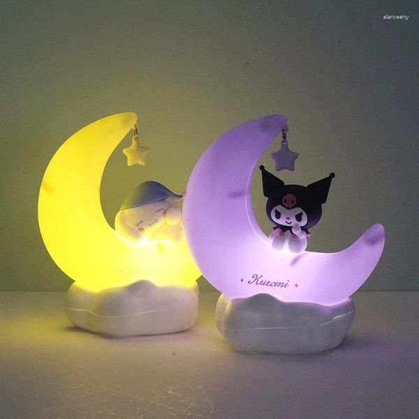 Luci notturne Simpatiche Sanrios Cinnamonrolls Lampade per dormire Decorazione della camera da letto Luce in silicone per cartoni animati per bambini Regalo di compleanno Lampada d'atmosfera Kawaii