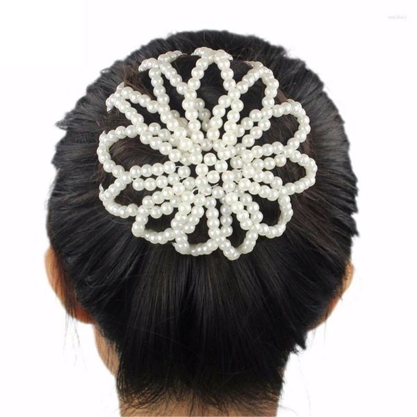 Articoli per feste Retina per capelli fatta a mano con perle all'uncinetto Fasce per capelli da donna Ballerina Ban Snood