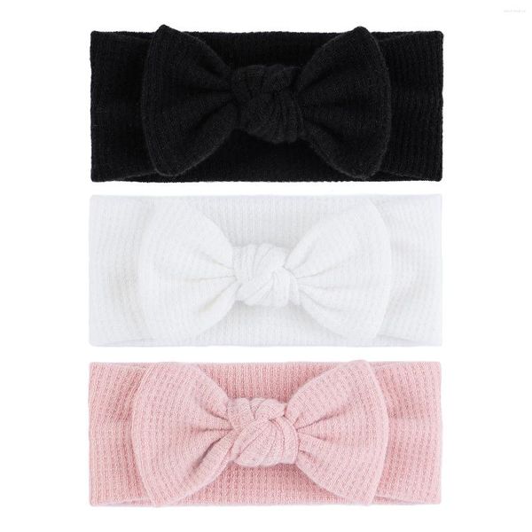 Acessórios de cabelo Clássico 2024 Inverno Waffle Tecido Laço Bow Girl's Headband DIY para Bebê Headwear Moda Headwrap