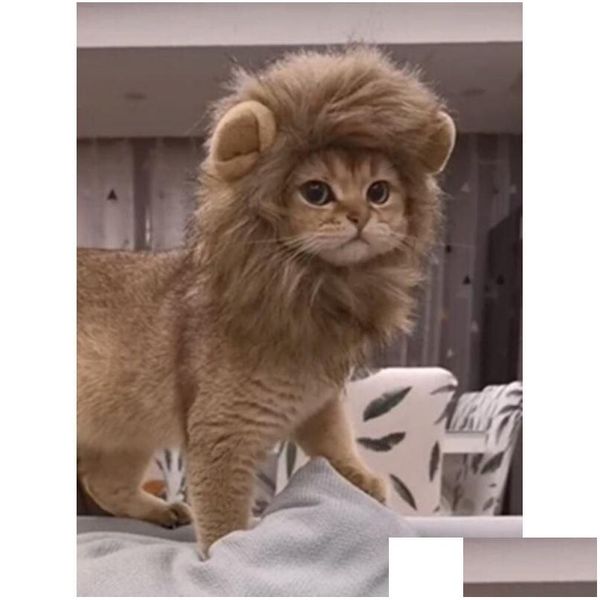Outros suprimentos de gato Acessórios Pet Lion Headgear Orelhas de Coelho Pequeno Chapéu Bonito Engraçado para Vestir-se Drop Delivery Home Garden Dhoku
