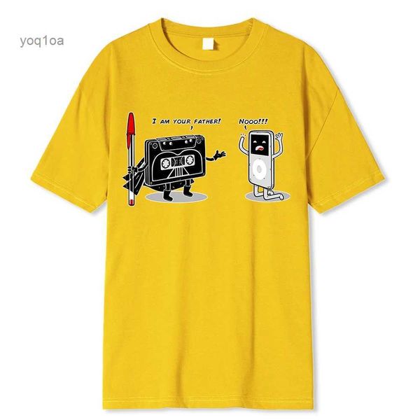 T-shirt da uomo Io sono tuo padre T-shirt stampata vintage divertente per uomo Donna T-shirt in cotone di alta qualità anni '80 anni '90 Maglietta con manico MP3 con nastro magnetico