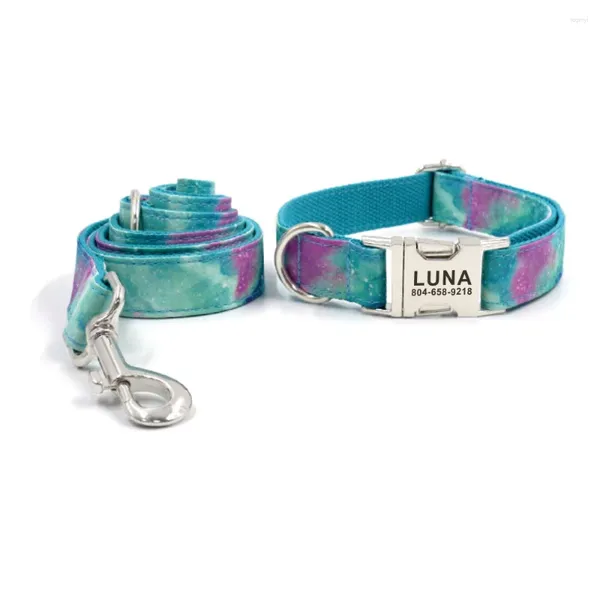 Collari per cani Collare personalizzato Targhetta identificativa personalizzata per cuccioli Fibbia resistente regolabile Guinzaglio di base per animali domestici Galaxy Stars