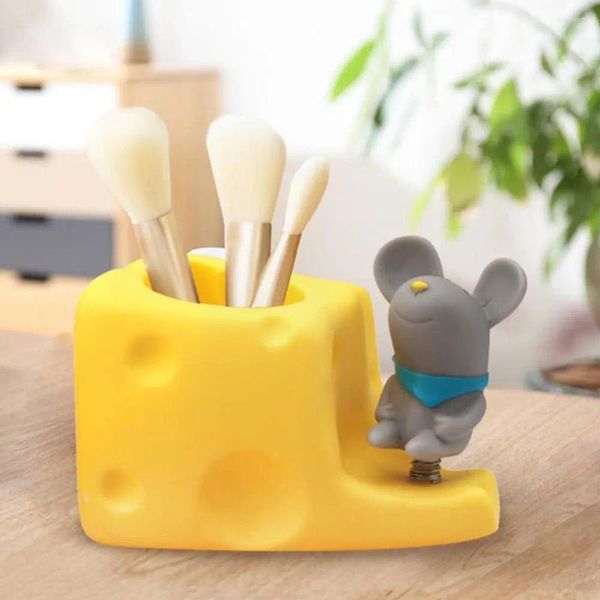 Bottiglie portaoggetti Portapenne con bordi lisci In plastica realizzata a mano che aggiunge vitalità a forma di ratto di formaggio stazionario per desktop