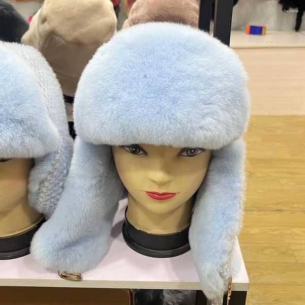 Berretti Cappelli per donna Vera pelliccia Bambini Berretto di procione Fluffy Winter Men Fashion Selling 2024