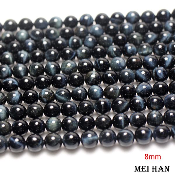 Pulseiras meihan frete grátis 8mm 10mm naturais de pedra de falcão natural lisa contas redondas para pulseira de jóias