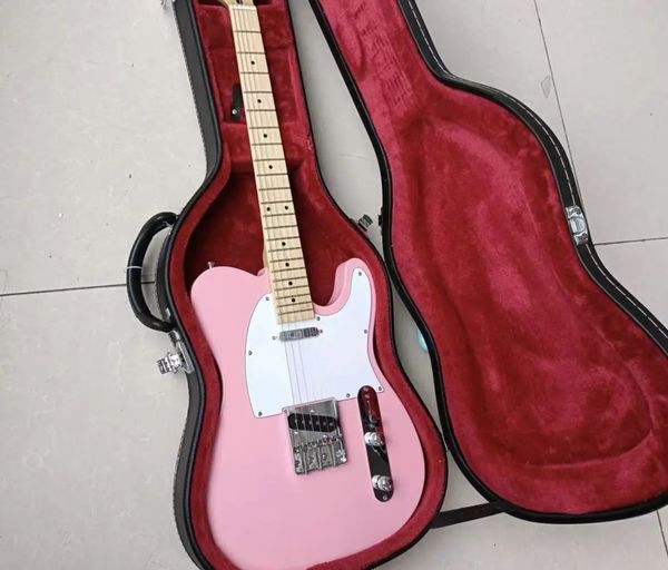 T L Gitar Vücut Pembe Renkli Akçaağaç Klavye Yüksek Kaliteli El İşçili Guitarra Ücretsiz Nakliye Elektro Gitar