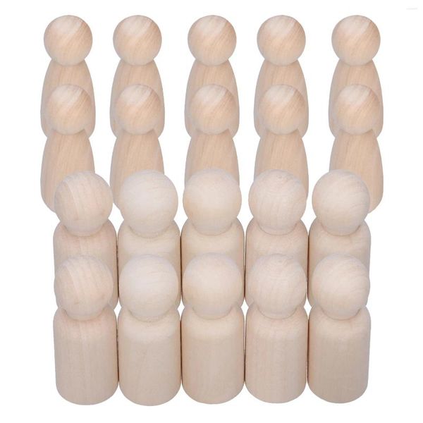 Borse portaoggetti Bambole con pioli in legno non finite Bambole decorative Persone Gioco di pittura per artigianato fai-da-te Arti per bambini