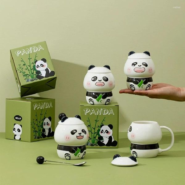 Tassen Kreative Geschenke Keramiktasse mit Deckel Panda Kaffeetasse Löffel Wohnzimmer Trinken Geschenkbox Heimdekoration Isolierung