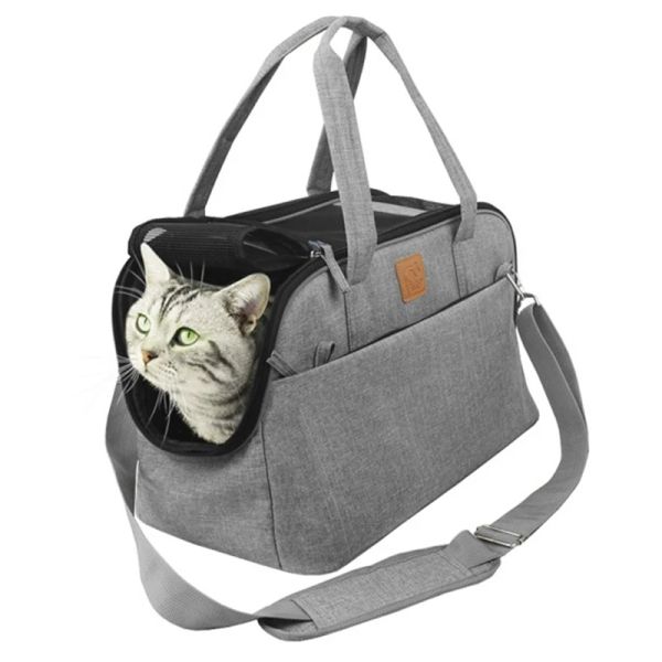 Trasportino portatile da viaggio per cani Borsa traspirante per cani Trasportino approvato dalla compagnia aerea per seggiolino auto per gatti Borsa da trasporto per cani Borsa per cuccioli nera