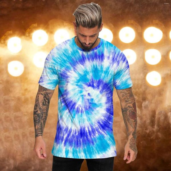 T-shirt da uomo T-shirt T-shirt a maniche corte con stampa tie-dye alla moda per giovani T-shirt sportive a girocollo larghe classiche Estate Abbigliamento casual hawaiano