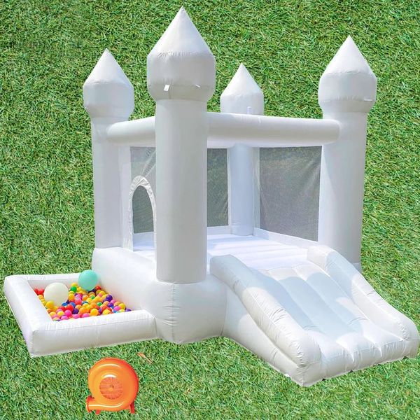 Atacado 9x9x7ft Soft Play Inflável Branco Bounce House Com Slide Ball Pit Party Usado Mini Castelo Bouncy Inflável com Ventilador Navio Livre para o seu