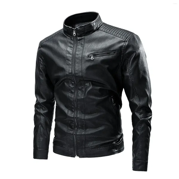 Jaquetas masculinas jaqueta de couro 2024 outono e inverno casual fino vintage motocicleta motociclista casaco masculino roupas design moda pu homens