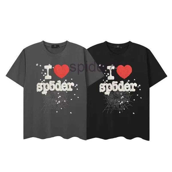 Spider T-shirt Designer Mens Pulôver Vermelho Sp5der Manga Curta Young Thug 555555 Anjo Verão Top Masculino Feminino Bordado Web Moletom Tamanhos S / M / L / XL G8NL