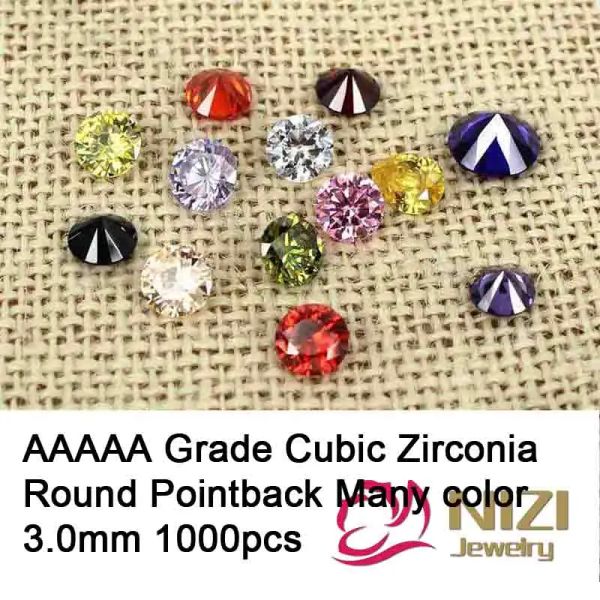 Cloisonne Yeni Gelme Kübik Zirkonya Taşları Mücevherat için Malzemeler 3mm 1000 PCS Yuvarlak Çevirme Boncuklar Tırnak Sanatı Diy süslemeleri