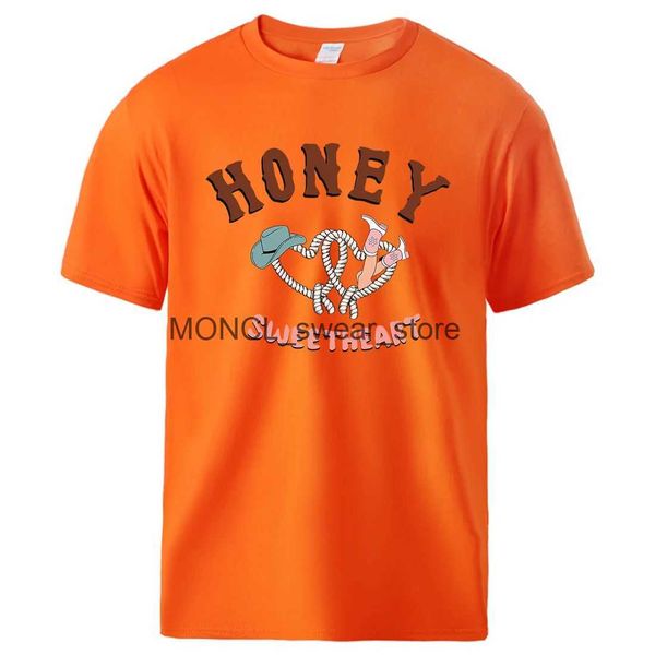 Camisetas masculinas Honey Sweetheart Western Cowgirl Impressão Camisetas Oversized O-pescoço Camiseta Casual Moda Tops Respirável Confortável T-shirtH24129