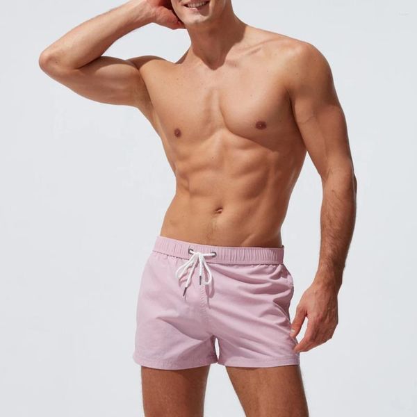 Herren-Badebekleidung, 2024, Boxer-Badehose, Strand, Surfen, Sport-Shorts, europäisch, amerikanisch, lässig, modisch, niedrige Taille, einfarbig