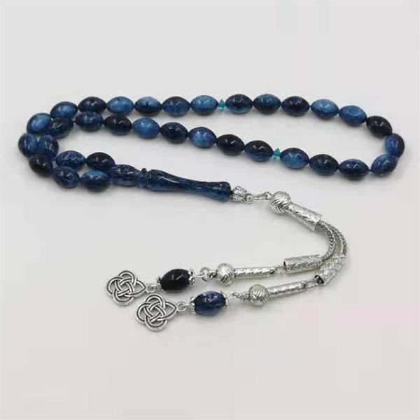 Bracciale Tasbih in resina blu 33 grani di preghiera nappa in metallo rosario moda araba islamica Kuwait Nuovo design Misbaha Rosary265T