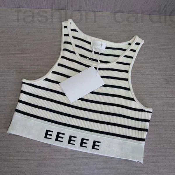 Designer-Damen-Tanks, modisches Crop-Top, klassisch, sexy Nabel-Tops, Sport-T-Shirt, luxuriöses, trendiges Design, für Damen, Sommer, gestrickte Streifen, Baumwollweste, Mädchen, rückenfreie Camisoles