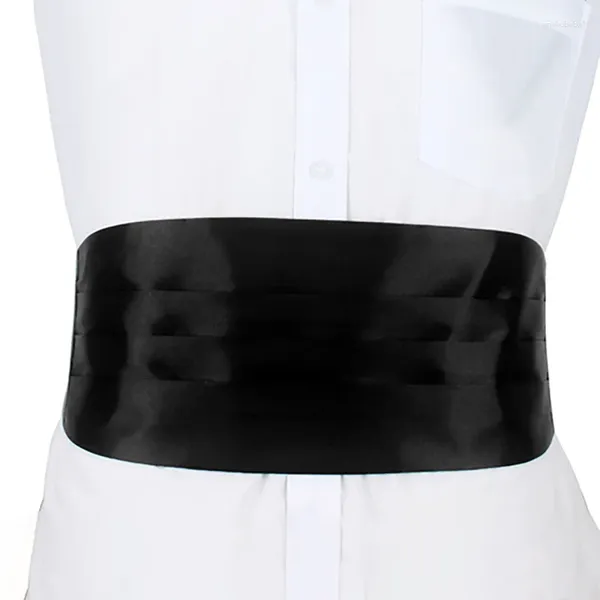 Cinture Fascia da uomo classica Cintura da smoking classica in raso nero rosso bianco Fascia da ventre elastica da matrimonio formale