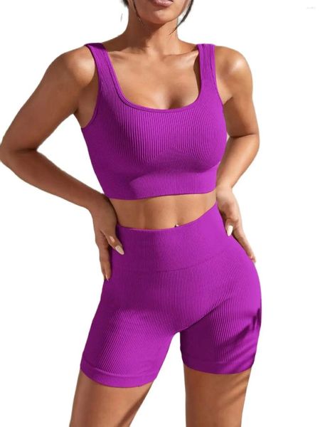 Conjuntos ativos chegada moda sem costura exercício corpo-apertado absorção de umidade de secagem rápida cintura alta hip yoga conjunto de fitness para mulher