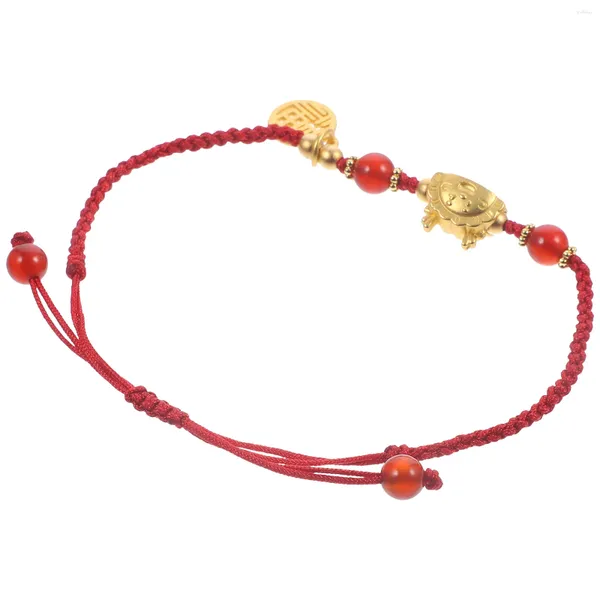 Braccialetti con ciondoli Bracciale con corda intrecciata Drago Rosso Catena da polso Regolabile Anno regalo