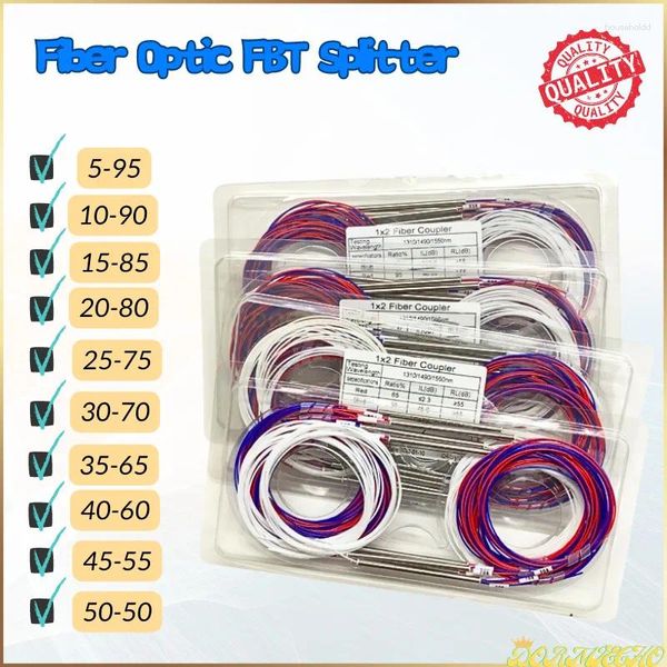 Glasfaserausrüstung, 10 Stück, FBT ohne Anschlüsse, optischer Splitter, 1 x 2, 0,9 mm, 10/90, 20/80, 30/70, 40/60, 50/50, verschiedene Arten, unsymmetrischer Koppler