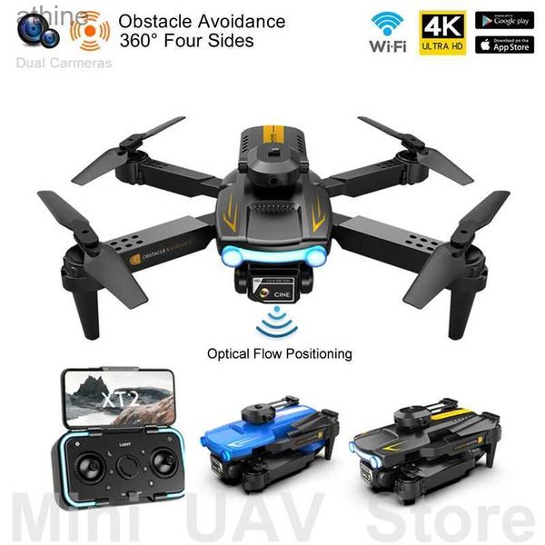 Drones XT2 RC UAV Drone 4K 4-Sides Obstáculo Evitar Quadcopter Dobrável com Câmera Óptica Fluxo Posicionamento Aeronave Brinquedo Retorno Gratuito YQ240129