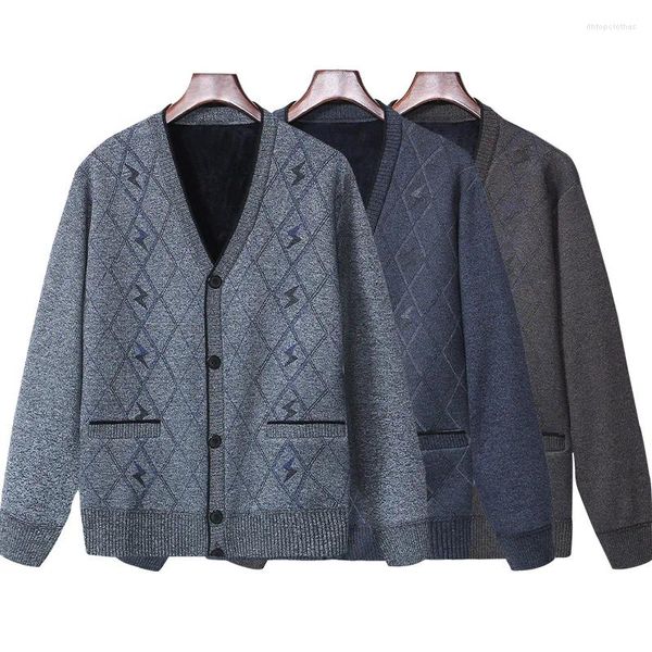 Maglioni da uomo Maglione lavorato a maglia da uomo Cardigan Moda Giacca con scollo a V Pile spesso Autunno Inverno Tempo libero Caldo sciolto Marchio Abbigliamento da uomo di alta qualità