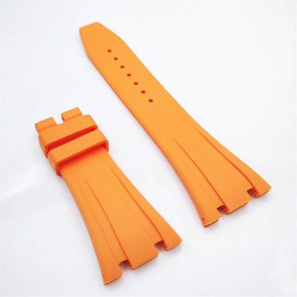 27 mm orangefarbenes Gummi-Uhrenarmband, 18 mm Faltschließe, Anstoßgröße, AP-Armband für Royal Oak 39 mm 41 mm Uhr 15400 15390279T