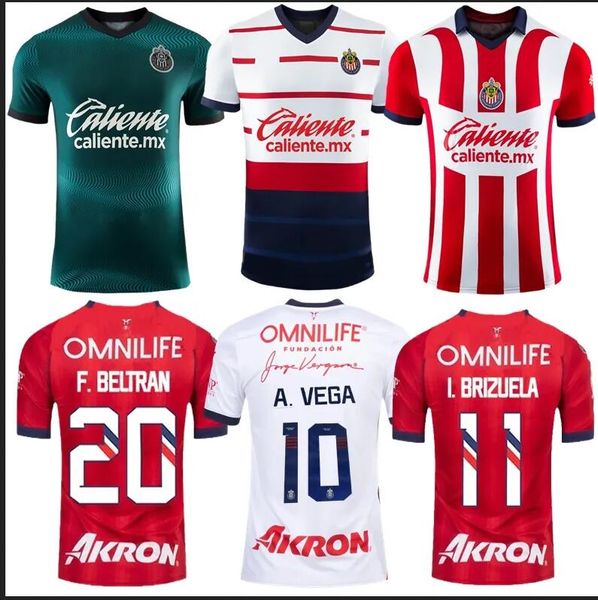 14 Chicharito 23-24 Chivas Guadalajara Camisas de futebol I. BRIZUELA A. VEGA H.Mier J. ANGULO Angulo F. BELTRAN L. OLIVAS M. PONCE Camisas de futebol fora de casa dhgates personalizadas