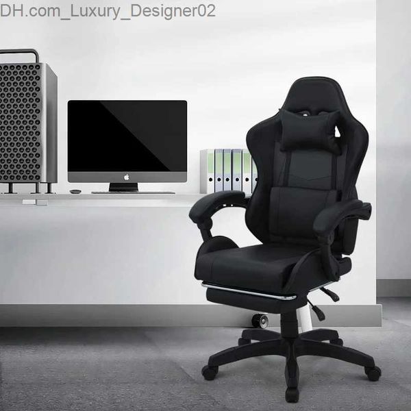 Outros móveis Cadeira de jogos Magshion com apoio para os pés Apoio de cabeça Suporte lombar Preto Cadeira de videogame ergonômica com encosto alto ajustável Home Office Q240129