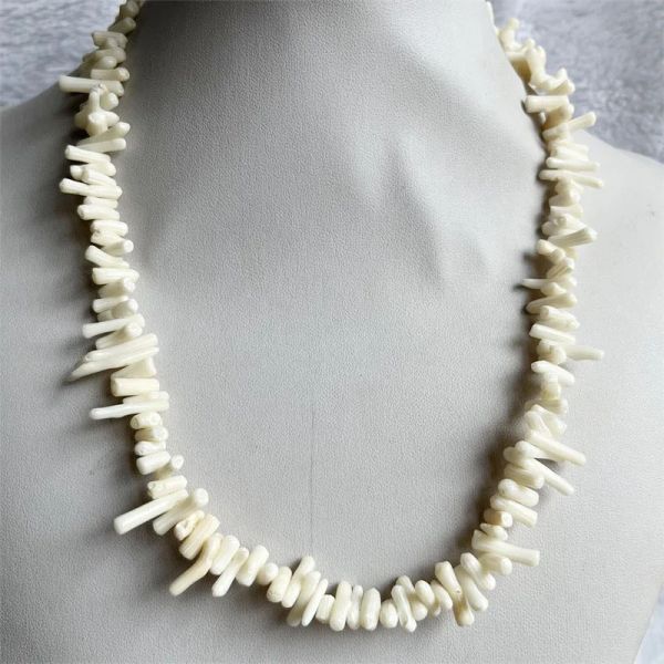 Ожерелье из натурального нерегулярного белого коралла, ожерелье из камня, ветка, растение, ювелирные изделия произвольной формы, винтажная цепочка из саженцев, нитка из бисера, подарок