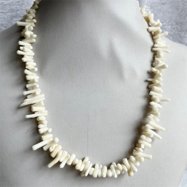 Colar natural irregular branco coral pedra colar ramo plantlet jóias de forma livre mudas vintage frisado corrente vertente presente