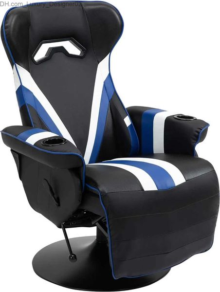 Andere Möbel Vinsetto Gaming-Stuhl, Racing-Stil, Computer-Liegestuhl mit Lordosenstütze, Fußstütze und Getränkehalter, Schwarz/Weiß/Blau, Q240129
