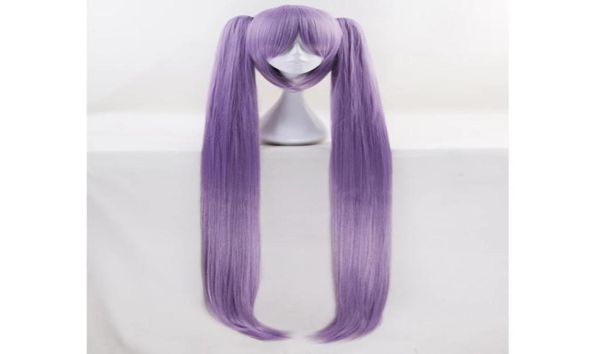 Fantasia de anime 110cm FATE FGO peruca longa roxa com dois clipes em rabos de cavalo Euryale Stheno reta grossa anime cosplay perucas para cost7423229