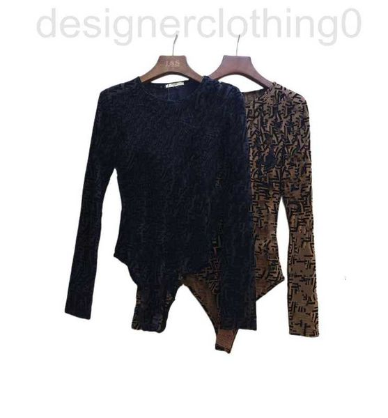 Tute da donna Pagliaccetti designer di lusso o-collo manica lunga floccato modello di lettera tessuto di garza pantaloncini tuta sexy bodycuit pagliaccetti SML IBSI