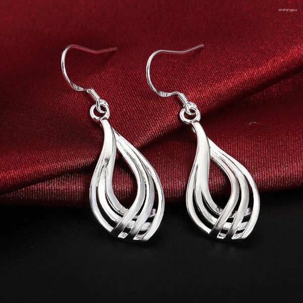 Orecchini sul retro Orecchini in argento sterling 925 Gioielli di moda Donna elegante Fascino Torsione Linea ondulata Goccia Trendsetter Regali di Natale