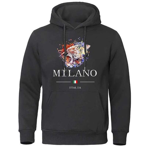 Herren Hoodies Sweatshirts MILANO Brief Leopardenmuster Hoody Männer Mode Lässig Lange Ärmel Mit Kapuze Lose Übergroße Pullover Hoodie Street Sweatshirt S-5XLL231017