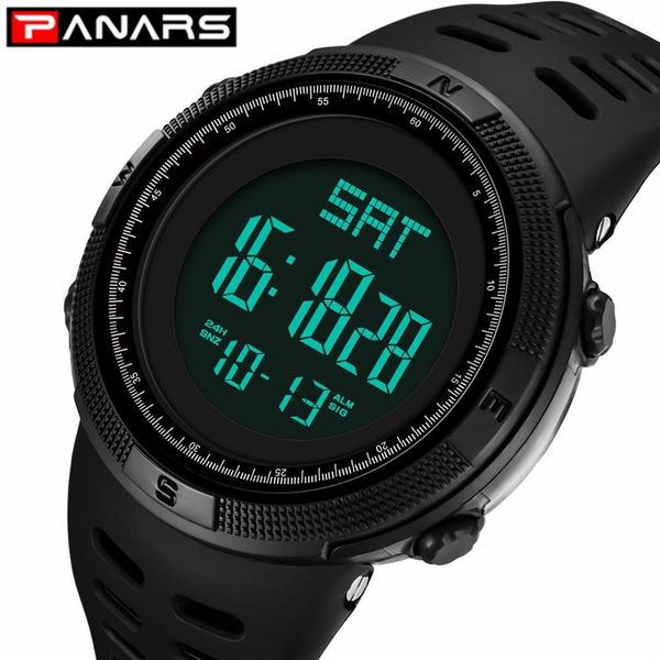 PANARS Wasserdichte Herrenuhren Neue Mode Lässig LED Digital Outdoor Sportuhr Männer Multifunktions Student armbanduhren249r