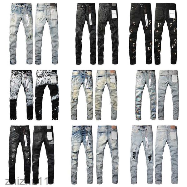 Perna reta para homens designer hip hop moda calças jeans de alta qualidade roxo motocicleta legal denim pant ow4i ow4i