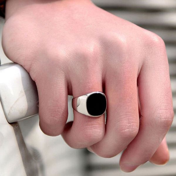 Кольца из нержавеющей стали для мужчин, винтажные широкие эмалированные кольца, гладкие ювелирные изделия в стиле готический панк, женские размеры 7-13