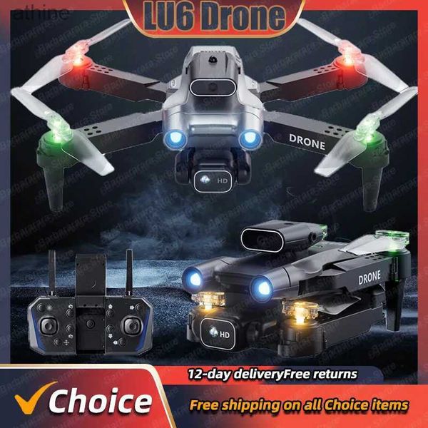 Droni Nuovo LU6 8K HD Flusso ottico professionale Telecamera regolabile elettrica Quattro lati per evitare ostacoli Luce pieghevole Drone giocattolo YQ240129