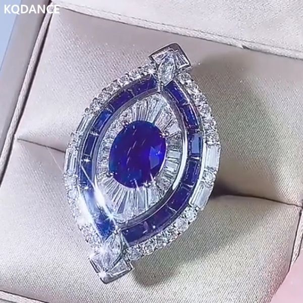 Ringe Kqdance erzeugt Tansanit Rubinring mit blau/rotem Stein weiß vergoldetem Ringen Hochzeitsfeier Schmuck für Frauen Großhandel