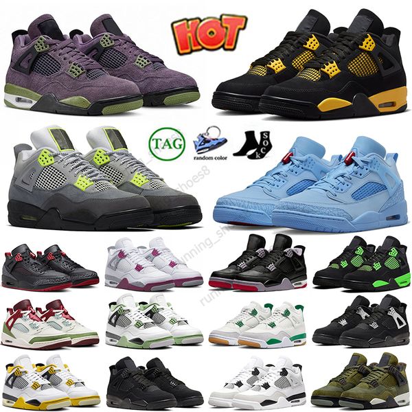 4s Uomo Donna Scarpe da basket Designer Jumpman 4 Military Black Cat Vivid Sulphur Bred Reimagined Yellow Pink Blue Thunder University Blue Runner Taglia EUR36-47