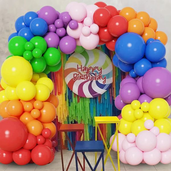 Colorido arco-íris balão guirlanda arco kit multicolor látex balões decoração de aniversário de casamento criança chuveiro de bebê favor festa 240124