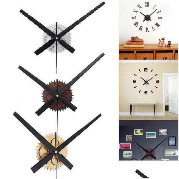 Orologi da parete Dreamburgh Orologio 3D Creativo Ingranaggio in legno Fai da te Movimento al quarzo Meccanismo di riparazione Set 3 colori Home Decor Kit Parti Strumento H12 Dhaum