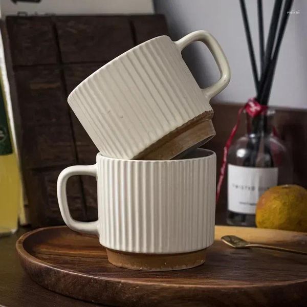 Canecas conjunto de café drinkware escritório cozinha copo jantar 2 pçs barra s caneca japonês retro 240ml leite cremoso chá cerâmica branco