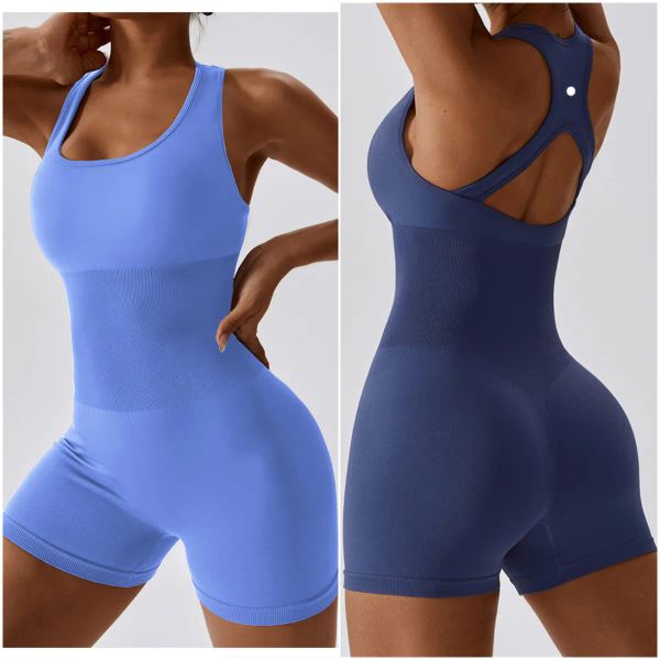 LL-6949 Mulheres lu Macacões Roupas de Yoga Sem Mangas Bodysuit ll Dance Gym One Piece Yoga Macacão Curto Respirável Secagem Rápida