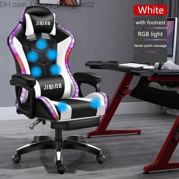 Diğer Mobilya Yüksek Kaliteli Oyun Sandalyesi RGB Işık Ofis Sandalye Oyuncu Bilgisayar Sandalye Ergonomik Döner Sandalye Masaj Geri yatar Yeni Oyuncu Sandalyeler Q240129